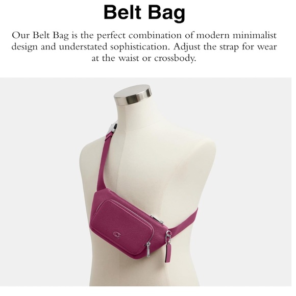 COACH Belt Bag in Crossgrain Leather, DEEP Plum - Picture 12 of 14